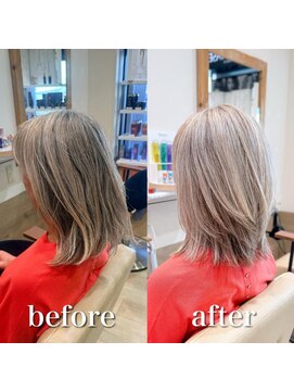 ステラバイケンジ 藤沢(STELLA by KENJE) 白髪ぼかしハイライトカラー30代40代50代