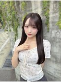 アイドル前髪ぱっつんオリーブカラーヘーゼルベージュ髪質改善