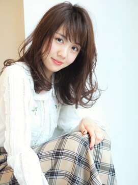 エムスラッシュ みなとみらい馬車道店(M SLASH) M.SLASH馬車道/くせ毛風カールｘ斜めバングセミロングスタイル