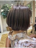 襟足すっきりボブカーキグレージュ【稲毛】