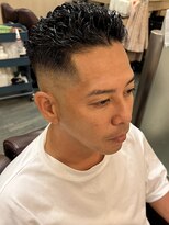 銀座マツナガ 浅草店&nbsp;アイロンパーマ　73barber style アップバング　フェード