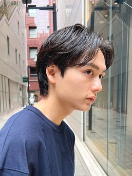 ガーデン 銀座(GARDEN) 艶センターパートニュアンスパーマダークアッシュ韓国マッシュ