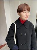 大人可愛い切りっぱなしショートブリーチなしオレンジベージュ