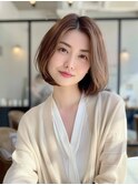 札幌/髪質改善/オリーブベージュ☆うるツヤワンカールロブヘアc