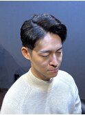 ビジネスツーブロックショート 七三サイドパート アップバング