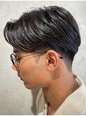 メンズセンターパートウルフセンターパートニュアンスパーマ襟足