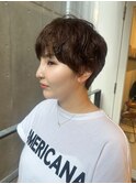 ナチュラルショートレイヤーボブミルクブラウンダークパープル