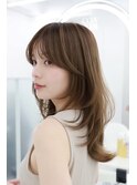 透明感カラー髪質改善ダブルカラー韓国レイヤーカット轟玲奈