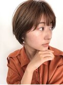 くびれヘア顔周り韓国レイヤーカット黒髪ショートミディアム/柏