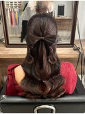*.髪の毛リボンハーフアップ.*