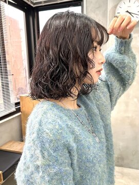 テトヘアー(teto hair) ニュアンスパーマ　ミディアムボブ　くるくる　ゆるめウェーブ
