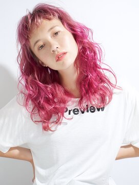 キラ 渋谷(KILLA) ピンクカラー（ダブルカラー）×ショートバング【Killa原宿】