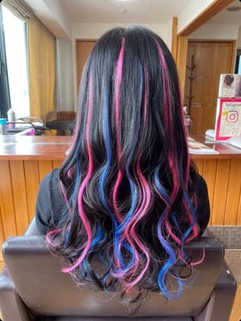 エクステンション クーチャー(Extention Cu'cha) エクステ　ピンクメッシュ　青メッシュ　派手髪