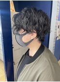 ブルーブラックカラー!メンズ風パーマstyle