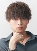 ワンカラーアッシュブラウン無造作マッシュ
