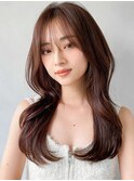 ★#小顔くびれヘアアプリコットオレンジハイライトカラー