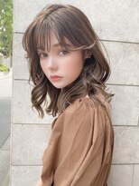 シルクレイ 吉祥寺店(Silk-lei) 顔型別ヘアスタイル小顔セミディマロンベージュ30代吉祥寺