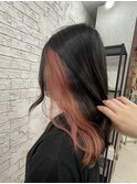 インナーカラーペールオレンジブリーチカラー韓国スタイル北千住