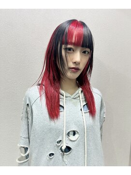 リラス 博多(rilas) セクションカラー　デザインカラー　レッドブラック