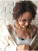 クセ毛風スパイラルパーマ/20代30代40代50代/アッシュブラック