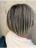 大人のグレイカラー/福岡脱白髪染め/福岡地毛にハイライト