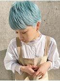 水色カラー/水色/ベリーショート/刈り上げショート/刈り上げ女子