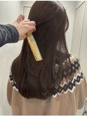 ヘーゼルベージュミルクティーブラウンブリーチなしカラー小顔