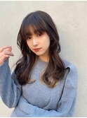 【マユコ】インナーカラーミルクティー韓国くびれセミロング