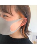 切りっぱなしボブ/外ハネボブ/インナーカラー/オレンジカラー
