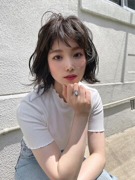 フラッグ ヘアー 天神西通り店(Flag HAIR) 夏のラフウェーブ☆ボブ☆イルミナカラーグレージュ