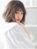 ミルクティーアッシュ前下がり小顔ボブパーマc5越谷20代30代40代