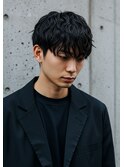 ニュアンスパーマ 韓国マッシュ ブルーブラック