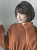 【emu井上信洋】パープルくすみブルー丸みショートボブ/20代30代