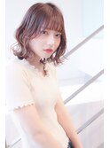 くびれヘア韓国風巻きアプリコットオレンジ夏ハイライトカラー