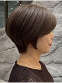 青山髪質改善カラーミディアムボブアッシュグレージュ50代60代