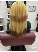 抜きっぱなしブロンド袖カラー