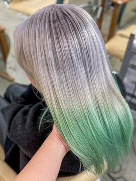 プネル 渋谷(PUNEL) 【裾カラー】パープル×ミントグリーン グラデーション