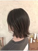外ハネミディ/くびれボブ/アッシュブラウン【元町/石川町】