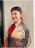 柄物のリボンでタイトアレンジ〇