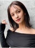 薄めバングが可愛いミディアムボブ★