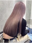 渋谷ピンクベージュカラーペールピンクカラー顔周りレイヤー30代