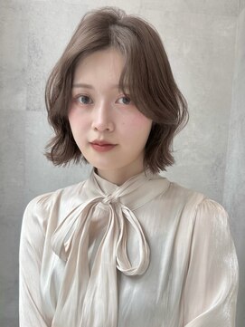 ラベル 渋谷(LAVEL) パールベージュヘーゼルグレージュ切りっぱなしレイヤーボブ渋谷