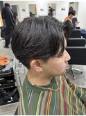 センターパートニュアンスパーマスパイラルパーマメンズカット