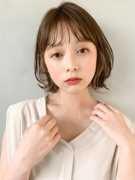 キリ 表参道(kyli) 大人かわいい小顔薄めバングハイライトカラーオリーブカラー