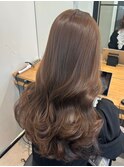 ピンクブラウンくすみカラーエモージュグレージュ透明感カラー