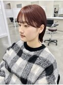 ○ブリーチなしワインレッド耳かけタイトボブ20代30代40代