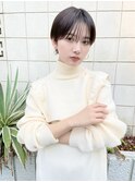 ハンサムショート丸みショートマッシュショート前髪あり前髪長め
