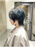 ウルフカット/ブルーカラー/ルーツカラー/グラデーションカラー