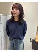 ミディアム顔周りレイヤーパーマおくれ毛前髪万代新潟