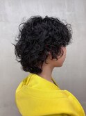 ウルフパーマくるくるパーママッシュウルフショート癖毛風パーマ
